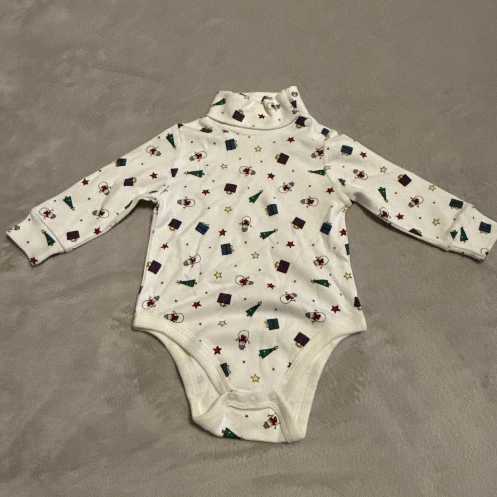 Vintage 80/90s 6-9 Months Turtleneck One Piece Bodysuit Snowman Gifts Christmas